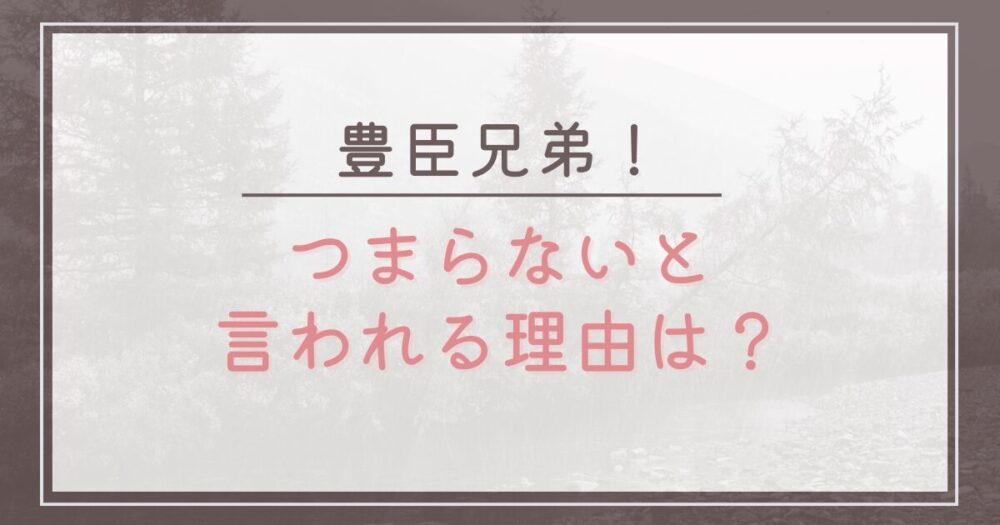 豊臣兄弟がつまらないと言われる理由