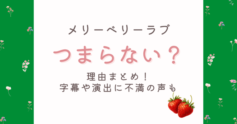 メリーベリーラブがつまらない?面白くない理由4選!字幕や演出が不満?